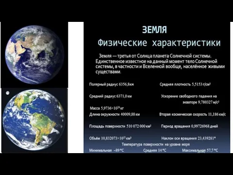 По новейшим данным, масса Земли составляет 6*1021 т, объем – 1,083*1012