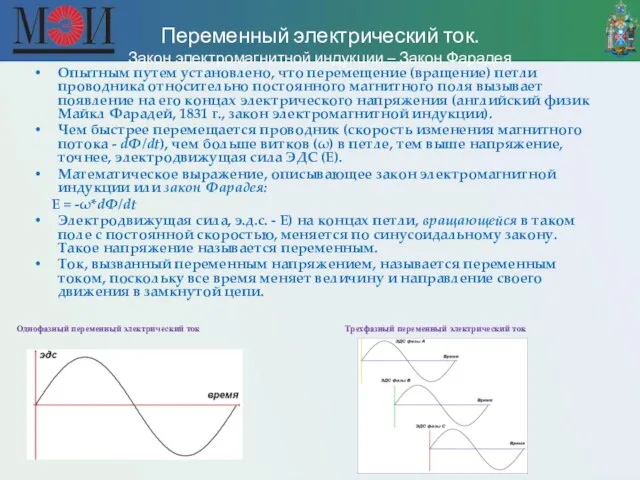 Переменный электрический ток. Закон электромагнитной индукции – Закон Фарадея Опытным путем