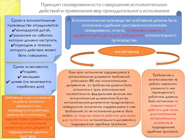 Принцип своевременности совершения исполнительных действий и применения мер принудительного исполнения Сроки