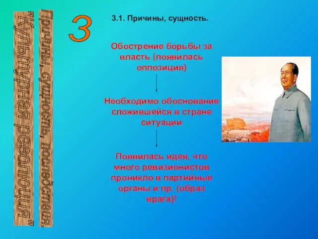 "Культурная революция" Причины, сущность, последствия. 3 3.1. Причины, сущность. Обострение борьбы