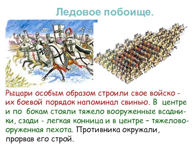 Ледовое побоище. Рыцари особым образом строили свое войско - их боевой