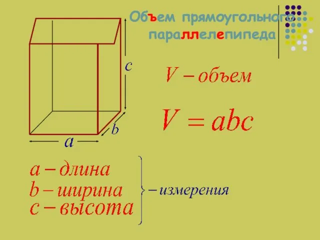 Объем прямоугольного параллелепипеда