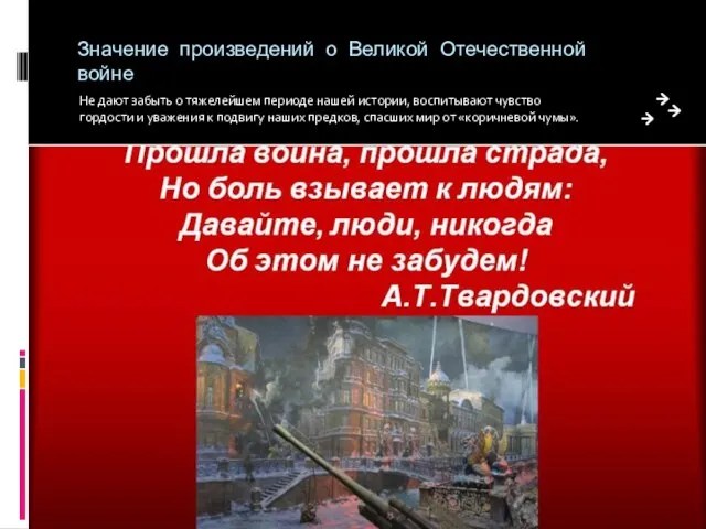 Значение произведений о Великой Отечественной войне Не дают забыть о тяжелейшем