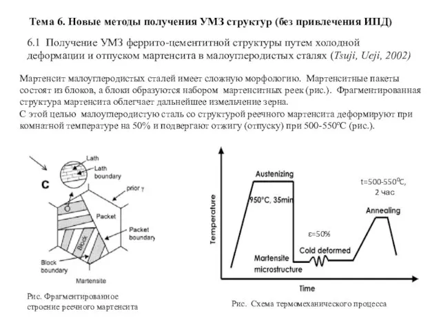 Мартенсит малоуглеродистых сталей имеет сложную морфологию. Мартенситные пакеты состоят из блоков,