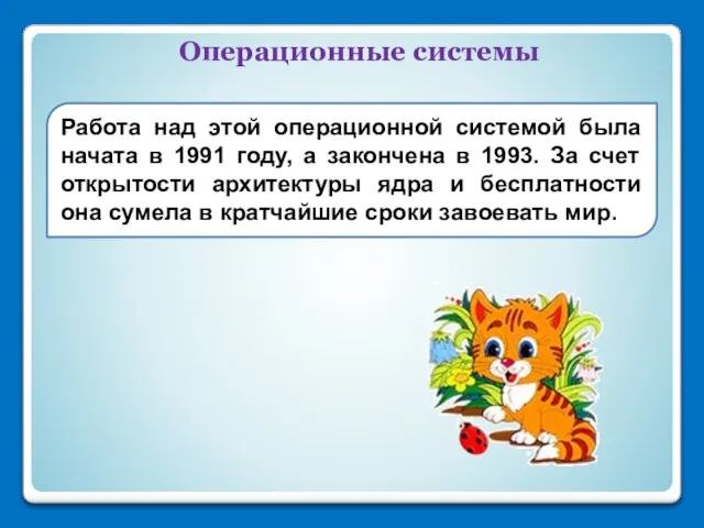 Операционные системы Работа над этой операционной системой была начата в 1991