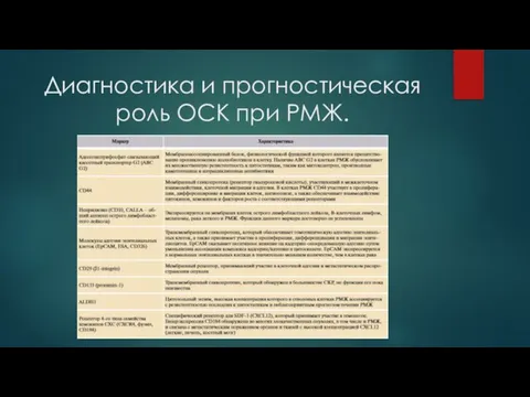 Диагностика и прогностическая роль ОСК при РМЖ.