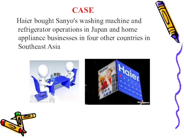 CASE Haier bought Sanyo's washing machine and refrigerator operations in Japan