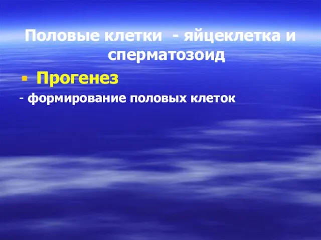 Половые клетки - яйцеклетка и сперматозоид Прогенез - формирование половых клеток