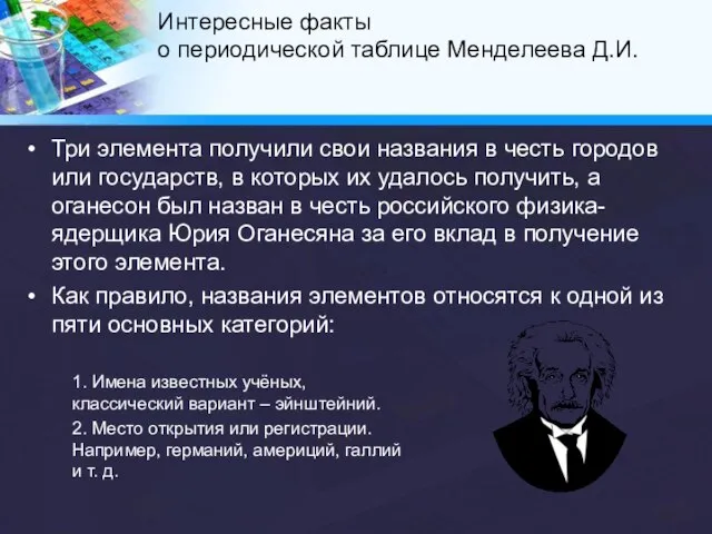 Три элемента получили свои названия в честь городов или государств, в