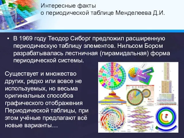 В 1969 году Теодор Сиборг предложил расширенную периодическую таблицу элементов. Нильсом