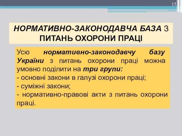 НОРМАТИВНО-ЗАКОНОДАВЧА БАЗА З ПИТАНЬ ОХОРОНИ ПРАЦІ Усю нормативно-законодавчу базу України з