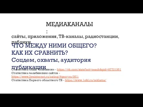 сайты, приложения, ТВ-каналы, радиостанции, паблики. МЕДИАКАНАЛЫ: ЧТО МЕЖДУ НИМИ ОБЩЕГО? КАК