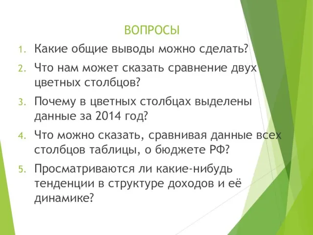 ВОПРОСЫ Какие общие выводы можно сделать? Что нам может сказать сравнение