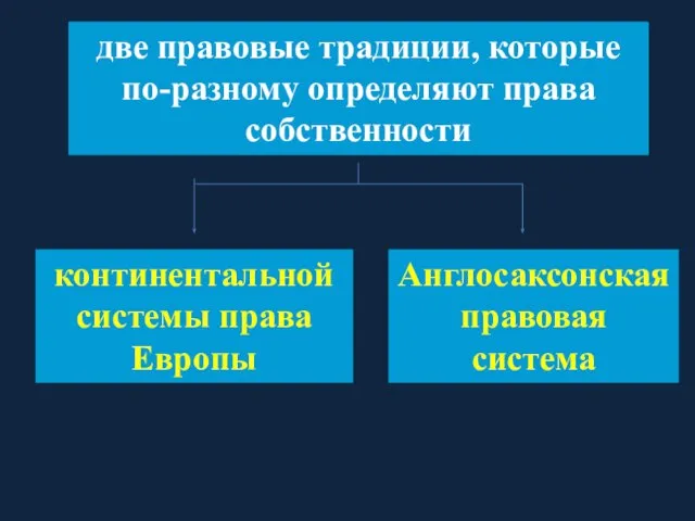 две правовые традиции, которые по-разному определяют права собственности континентальной системы права Европы Англосаксонская правовая система