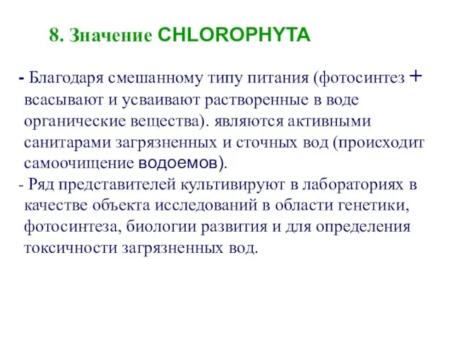 Благодаря смешанному типу питания (фотосинтез + всасывают и усваивают растворенные в