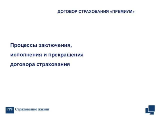 Процессы заключения, исполнения и прекращения договора страхования ДОГОВОР СТРАХОВАНИЯ «ПРЕМИУМ»