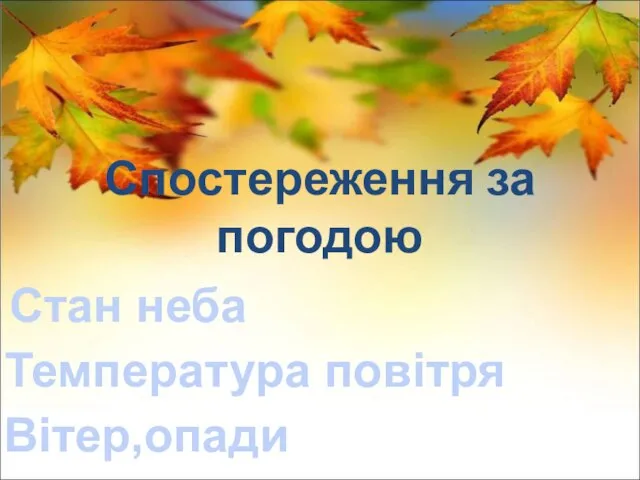 Спостереження за погодою Стан неба Температура повітря Вітер,опади