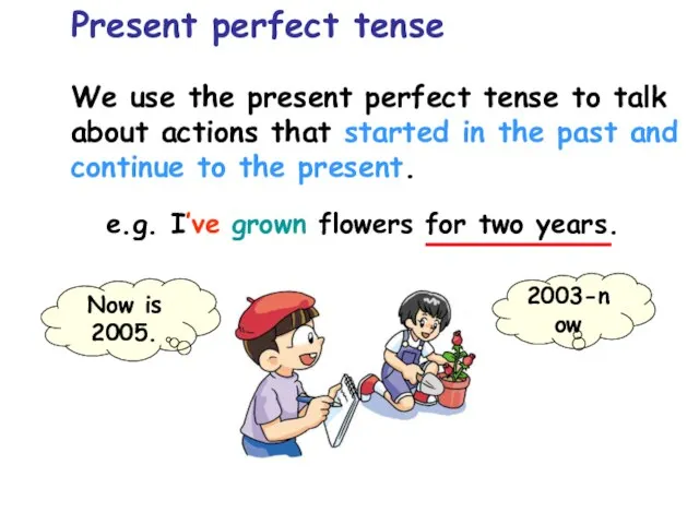 We use the present perfect tense to talk about actions that