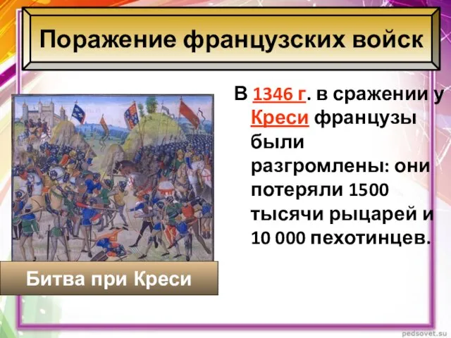 Поражение французских войск В 1346 г. в сражении у Креси французы