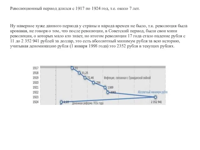 Революционный период длился с 1917 по 1924 год, т.е. около 7