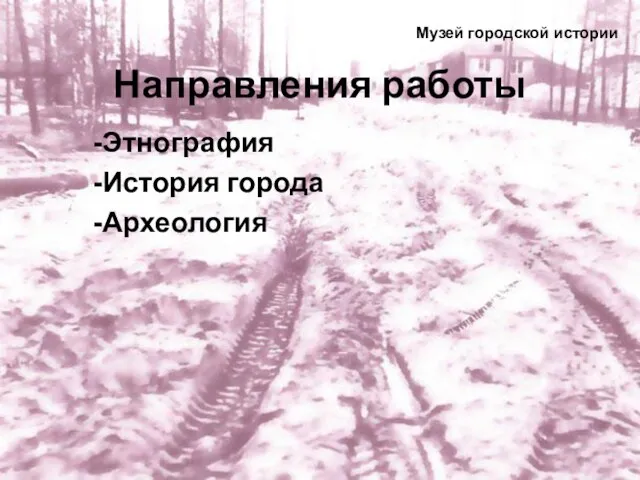 Направления работы Этнография История города Археология Музей городской истории