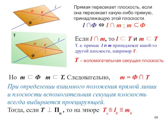 Если l ∩ m, то l ⊂ T и m ⊂