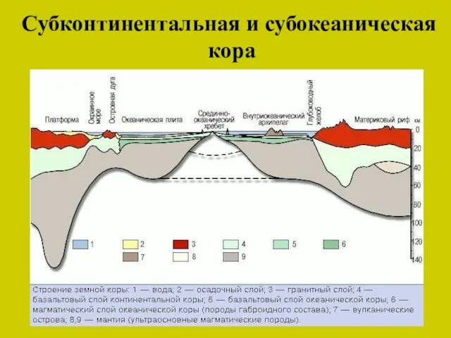 Субконтинентальная и субокеаническая кора