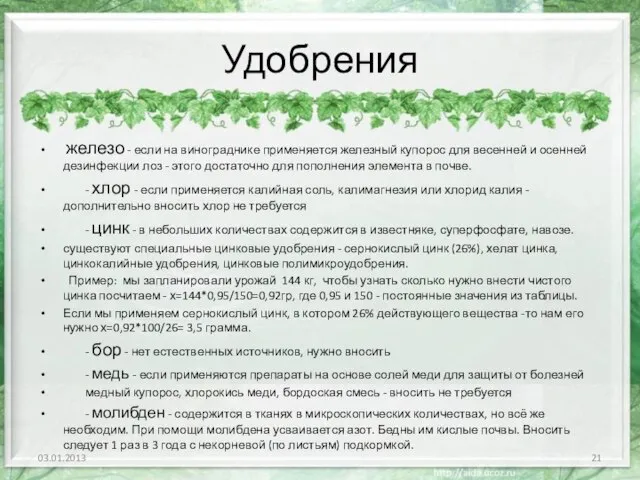 Удобрения железо - если на винограднике применяется железный купорос для весенней