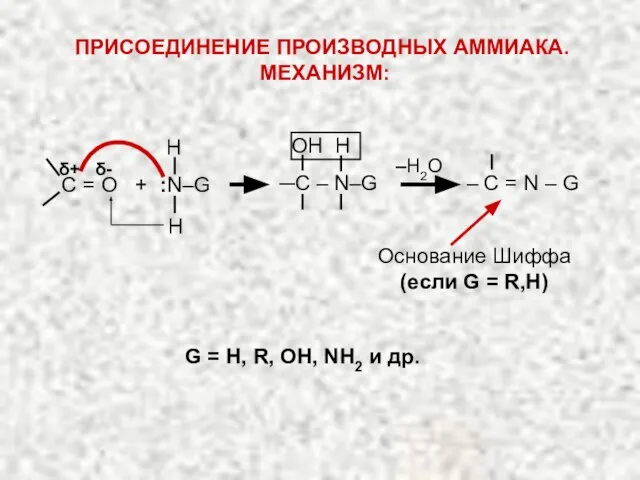 δ+ δ- ‒H2O Н Н OH H С = О +