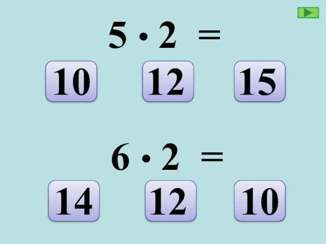 5 • 2 = 15 12 10 6 • 2 = 10 12 14