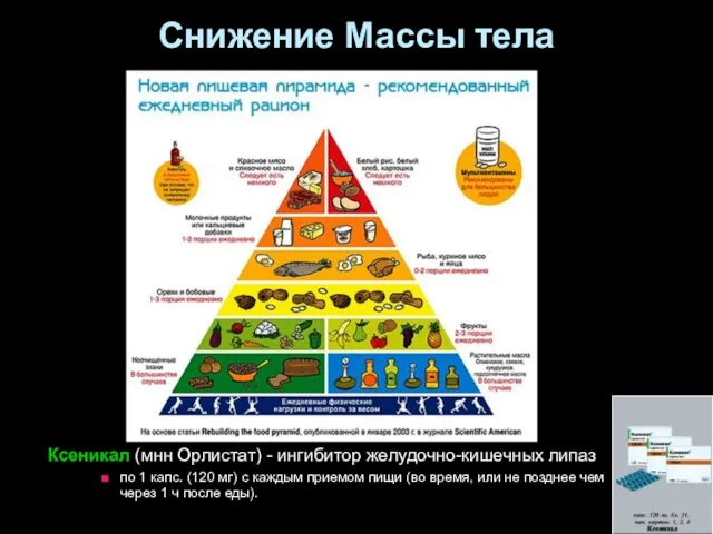 Снижение Массы тела Ксеникал (мнн Орлистат) - ингибитор желудочно-кишечных липаз по