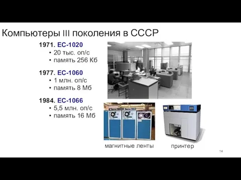 Компьютеры III поколения в СССР 1971. ЕС-1020 20 тыс. оп/c память