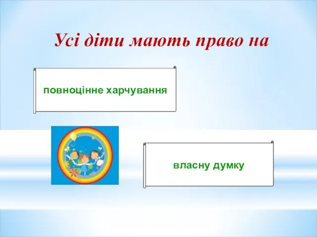 Усі діти мають право на повноцінне харчування власну думку