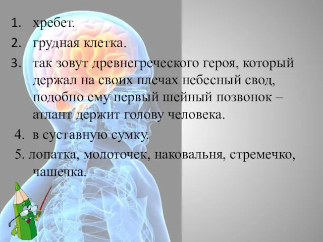 хребет. грудная клетка. так зовут древнегреческого героя, который держал на своих