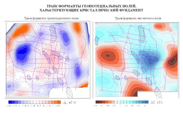 ТРАНСФОРМАНТЫ ГЕОПОТЕЦИАЛЬНЫХ ПОЛЕЙ, ХАРАКТЕРИЗУЮЩИЕ КРИСТАЛЛИЧЕСКИЙ ФУНДАМЕНТ Трансформанта гравитационного поля Трансформанта магнитного поля