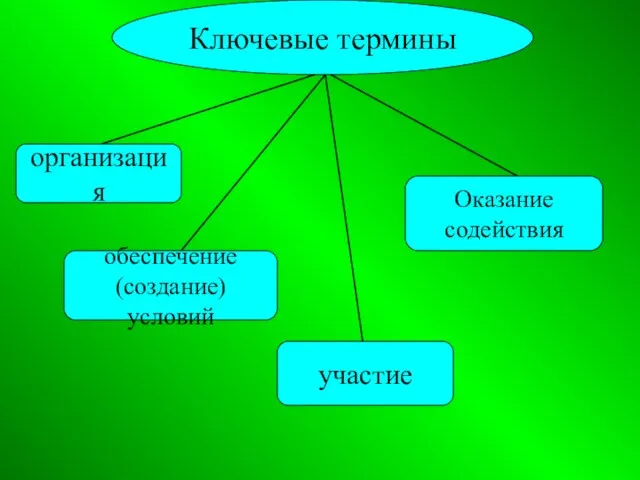 Ключевые термины организация обеспечение (создание) условий участие Оказание содействия