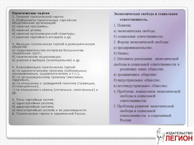 Политические партии 1. Понятие политической партии. 2. Особенности политических партий как