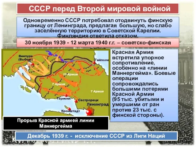 СССР перед Второй мировой войной Одновременно СССР потребовал отодвинуть финскую границу