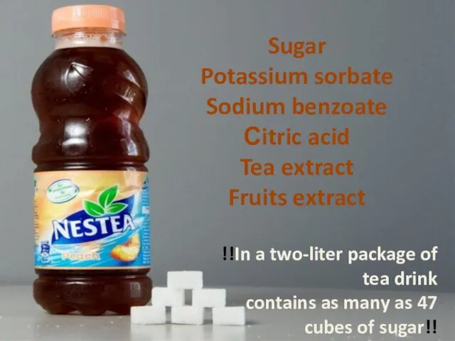 !!In a two-liter package of tea drink contains as many as