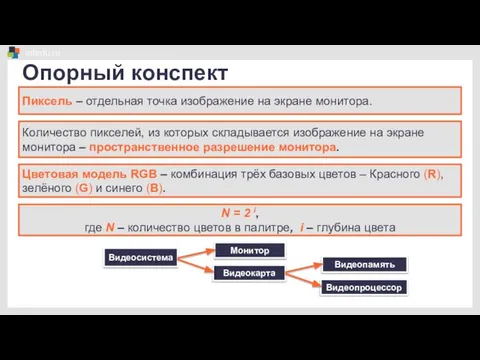 Пиксель – отдельная точка изображение на экране монитора. Видеосистема Монитор Видеокарта