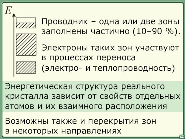 44 Проводник – одна или две зоны заполнены частично (10–90 %).