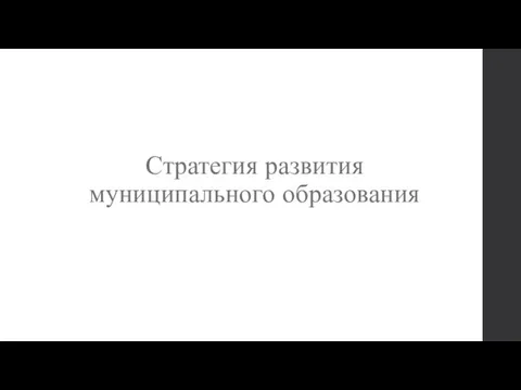 Стратегия развития муниципального образования