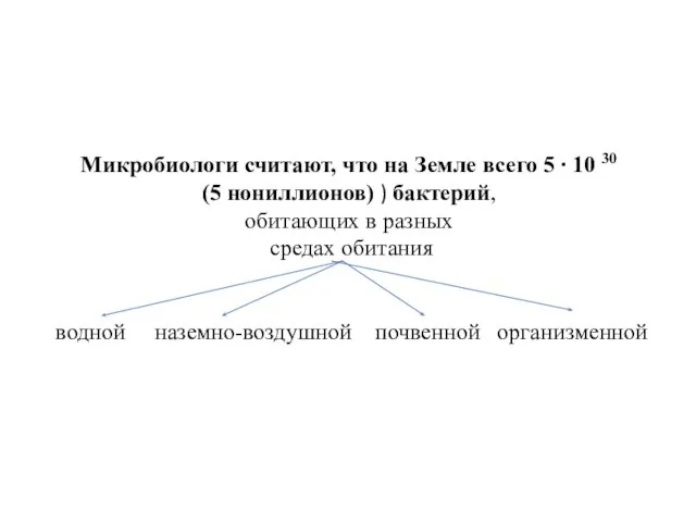 Микробиологи считают, что на Земле всего 5 ∙ 10 30 (5