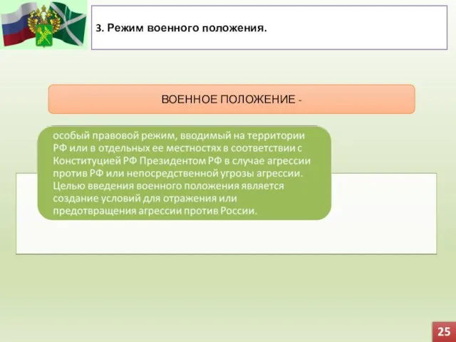 3. Режим военного положения. ВОЕННОЕ ПОЛОЖЕНИЕ - 25