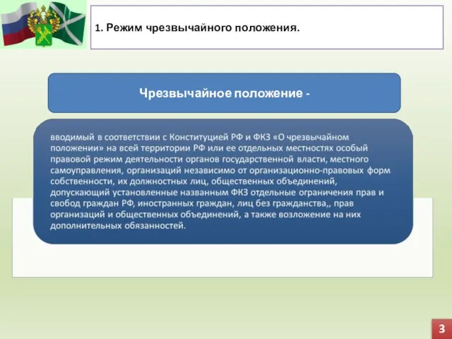 3 1. Режим чрезвычайного положения. Чрезвычайное положение -
