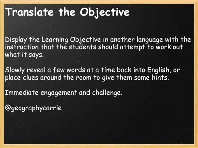 Translate the Objective Display the Learning Objective in another language with