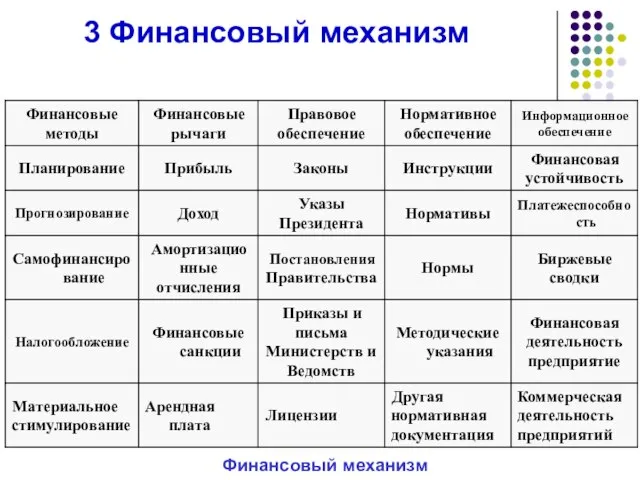 3 Финансовый механизм Финансовый механизм