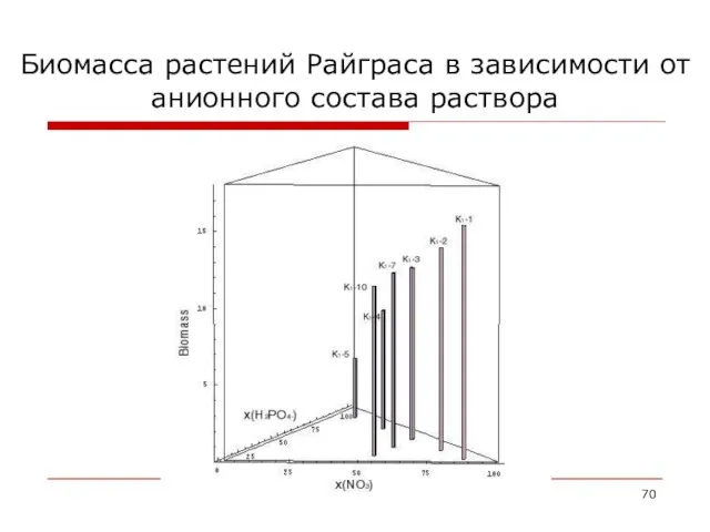 Биомасса растений Райграса в зависимости от анионного состава раствора