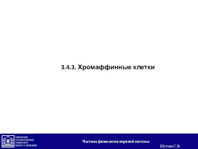 3.4.3. Хромаффинные клетки Частная физиология нервной системы Шутова С.В.