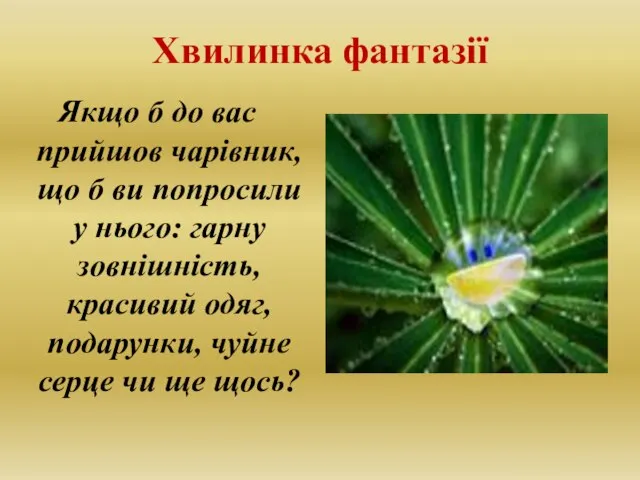 Хвилинка фантазії Якщо б до вас прийшов чарівник, що б ви